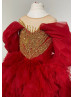 Red Glitter Tulle Unique Flower Girl Dress